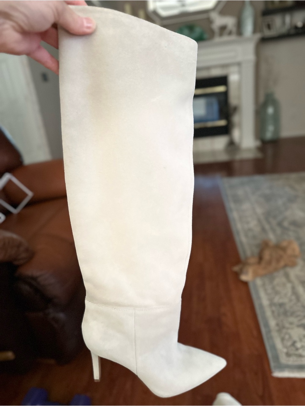 Vince Camuto Over-the-Knee Pointed-Toe Boots in Light Cream - Picture 2 of 4